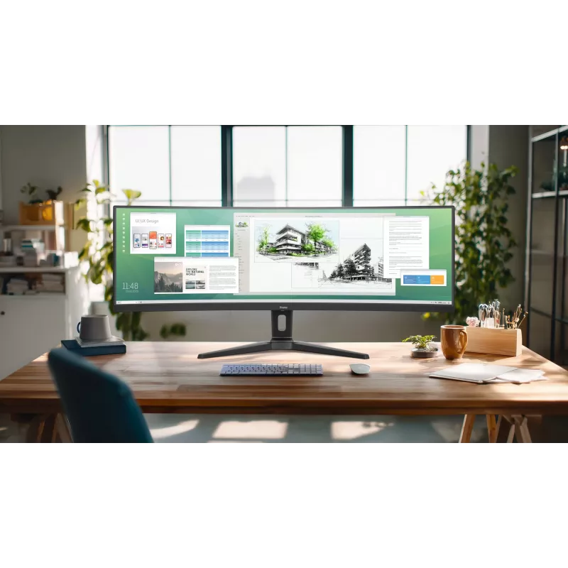 Kompiuterio monitorius IIYAMA XCB4594DQSU-B1 44 colių (111,8 cm) lenktas Dual QHD 5120×1440 VA LED, 2 ms, USB-C, USB 3.2, VESA, garsiakalbiai