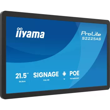 IIYAMA ProLite S2225AS-B1P skaitmeninės reklamos ekranas 54,6 cm (21,5 colio) LCD Wi-Fi 500 cd/m² Full HD juodas su integruotu procesoriumi Android 24/7