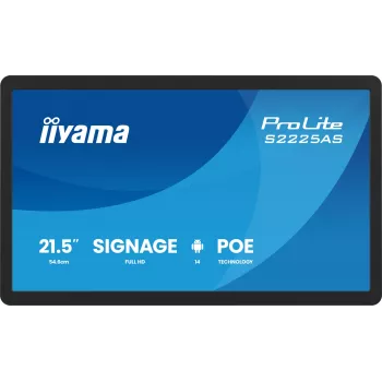 IIYAMA ProLite S2225AS-B1P skaitmeninės reklamos ekranas 54,6 cm (21,5 colio) LCD Wi-Fi 500 cd/m² Full HD juodas su integruotu procesoriumi Android 24/7