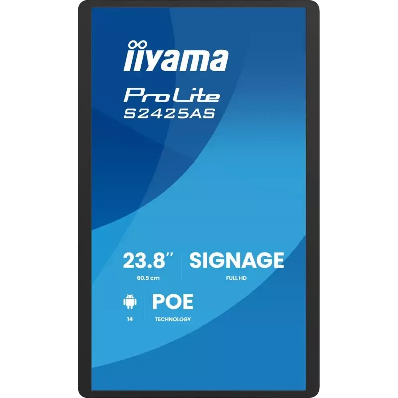 IIYAMA ProLite S2425AS-B1P Skaitmeninės reklamos ekranas 23,8 colių LCD Wi-Fi 500 cd/m² Full HD Juodas su integruotu procesoriumi Android 24/7