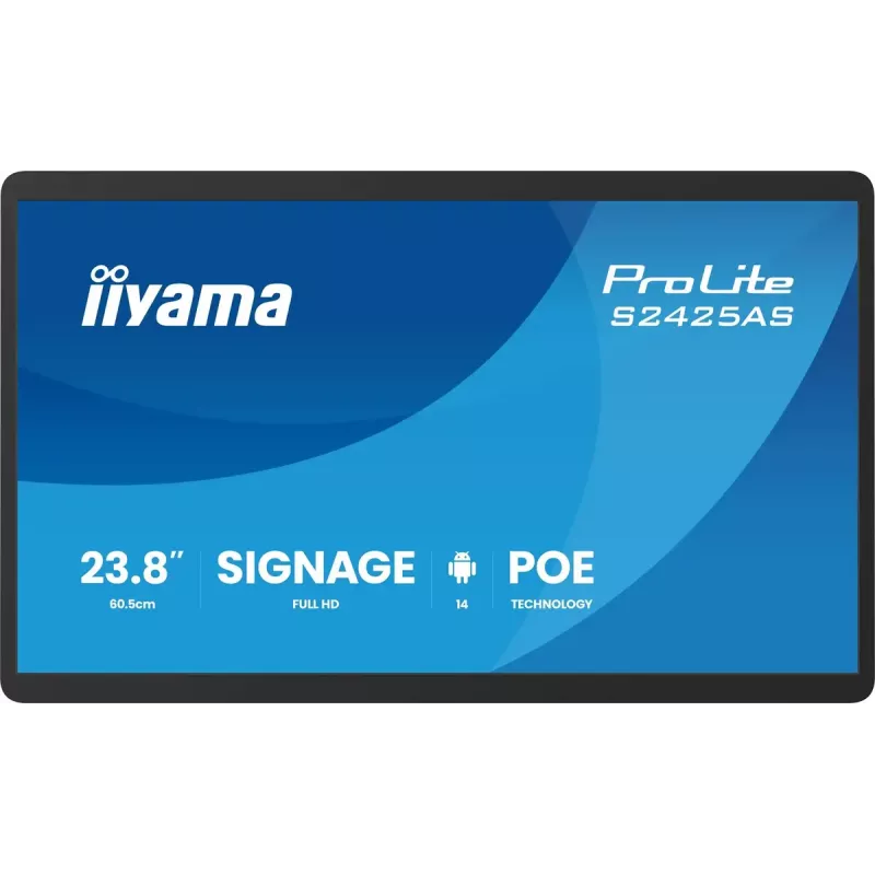 IIYAMA ProLite S2425AS-B1P Skaitmeninės reklamos ekranas 23,8 colių LCD Wi-Fi 500 cd/m² Full HD Juodas su integruotu procesoriumi Android 24/7