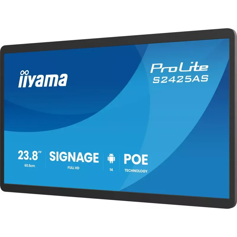 IIYAMA ProLite S2425AS-B1P Skaitmeninės reklamos ekranas 23,8 colių LCD Wi-Fi 500 cd/m² Full HD Juodas su integruotu procesoriumi Android 24/7