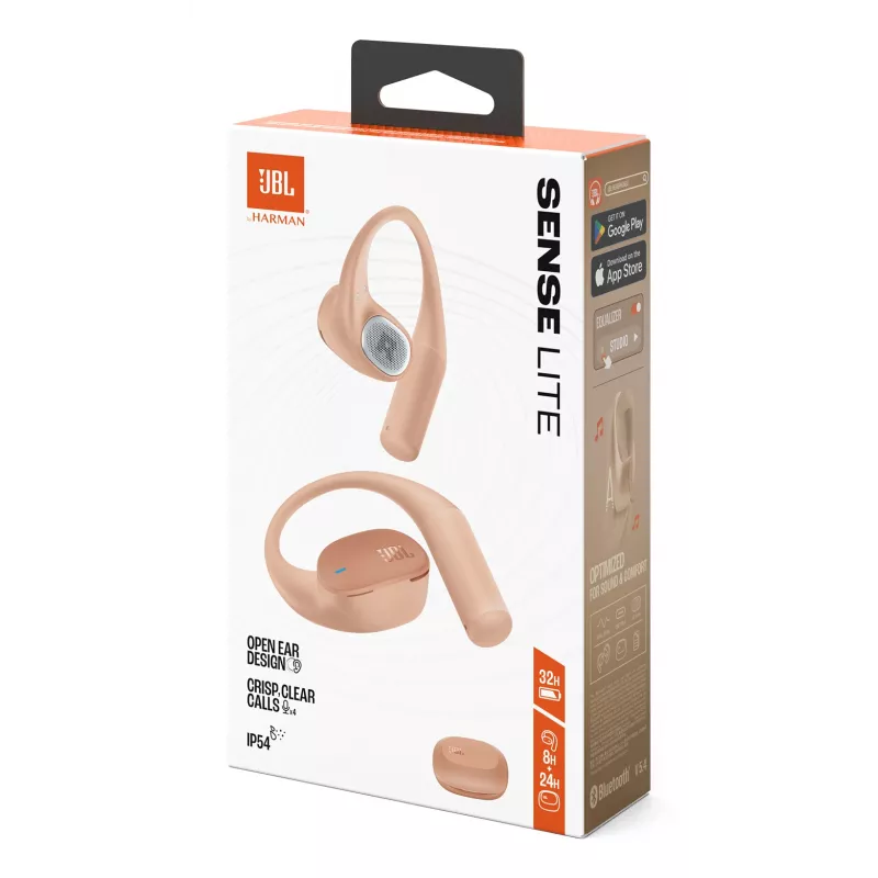 JBL Sense Lite belaidės ausinės su ausų kabliuku, skambučiai/muzika, Bluetooth, smėlio spalvos