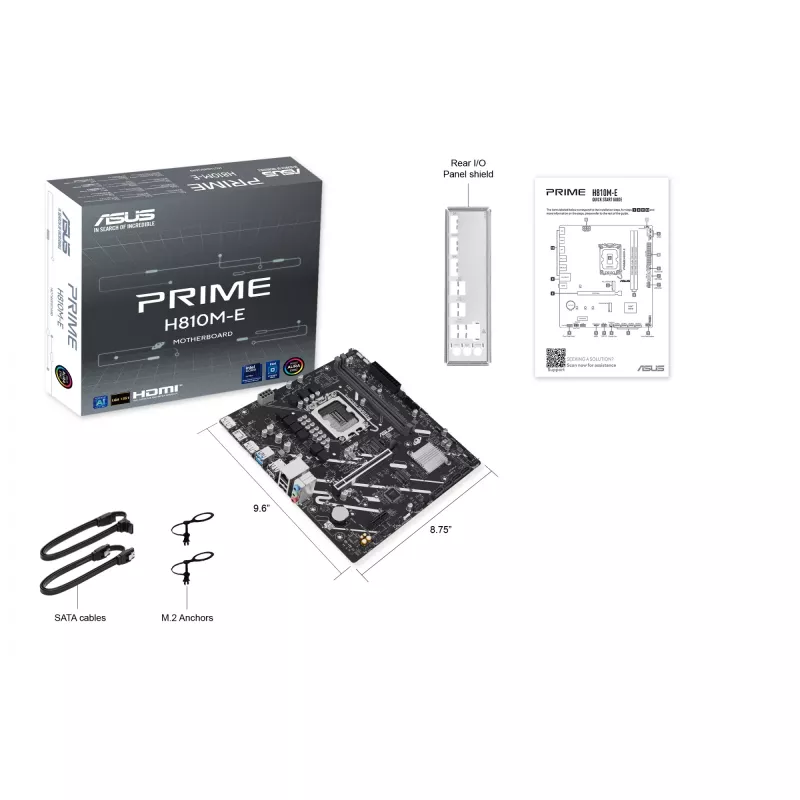 Motininė plokštė ASUS PRIME H810M-E-CSM LGA1851 Intel H810 mATX, 2×DDR5, 2×DisplayPort, 1×HDMI