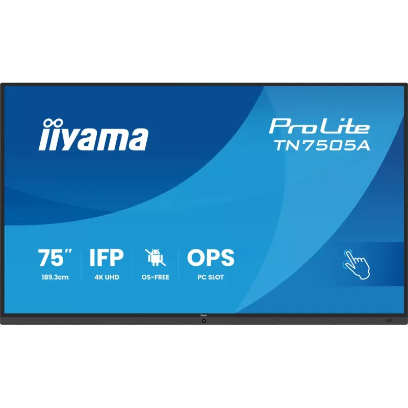 iiyama TN7505A-B1AG interaktyvus plokščias skydelis su liečiamuoju ekranu 189,3 cm (74,5 colio) 500 cd/m² 4K Ultra HD juodas