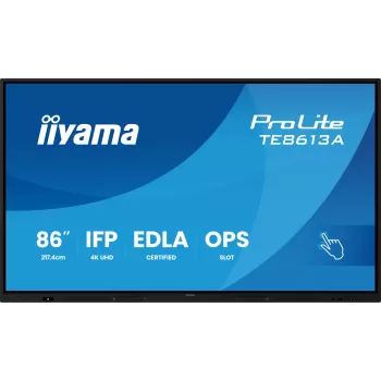 Interaktyvus plokščiasis ekranas IIYAMA TE8613A-B2AG 85.6 colio (2.17 m) 4K UHD, 500 cd/m², Wi‑Fi, Android, 24/7