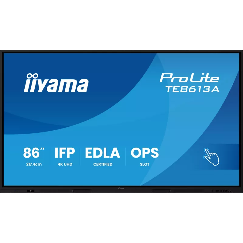 Interaktyvus plokščiasis ekranas IIYAMA TE8613A-B2AG 85.6 colio (2.17 m) 4K UHD, 500 cd/m², Wi‑Fi, Android, 24/7