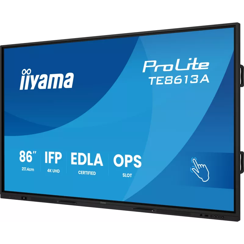 Interaktyvus plokščiasis ekranas IIYAMA TE8613A-B2AG 85.6 colio (2.17 m) 4K UHD, 500 cd/m², Wi‑Fi, Android, 24/7