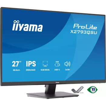 27 colių IIYAMA ProLite X2793QSU-B1 Quad HD 2560x1440 IPS LED monitorius, 1 ms, USB šakotuvas, garsiakalbiai, VESA