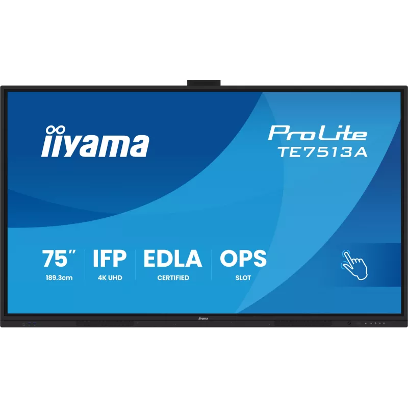 Interaktyvus plokščiasis ekranas IIYAMA TE7513A-B2AG 75 colių 4K UHD lietimui jautrus, 500 cd/m², Wi-Fi, Android, 24/7