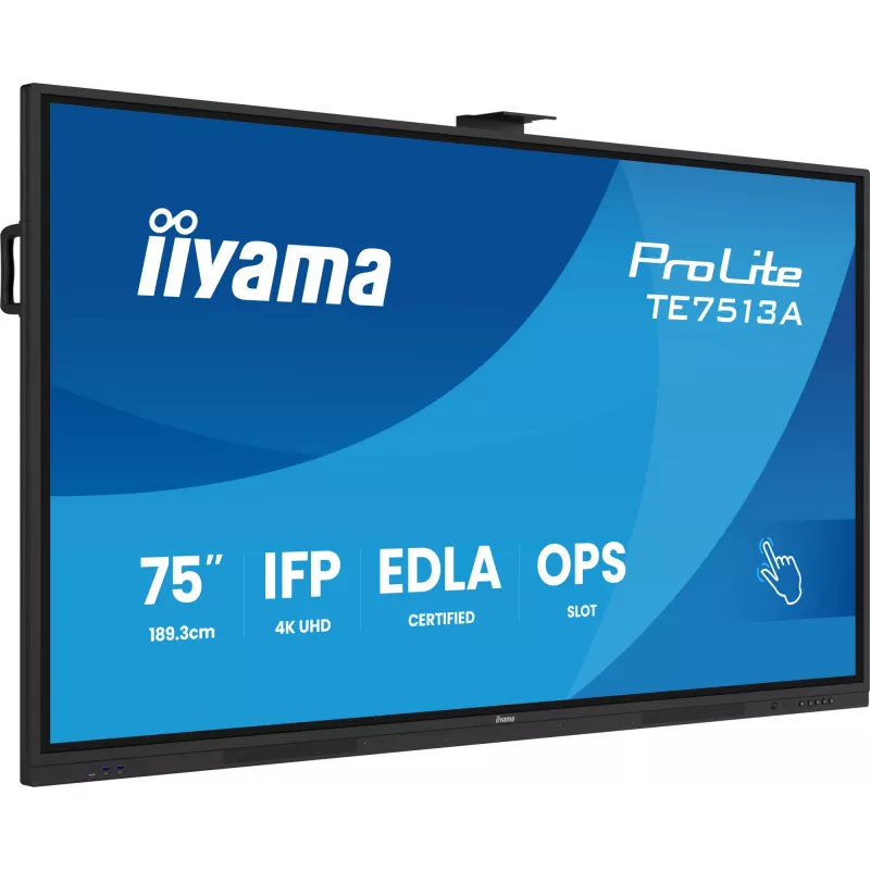 Interaktyvus plokščiasis ekranas IIYAMA TE7513A-B2AG 75 colių 4K UHD lietimui jautrus, 500 cd/m², Wi-Fi, Android, 24/7