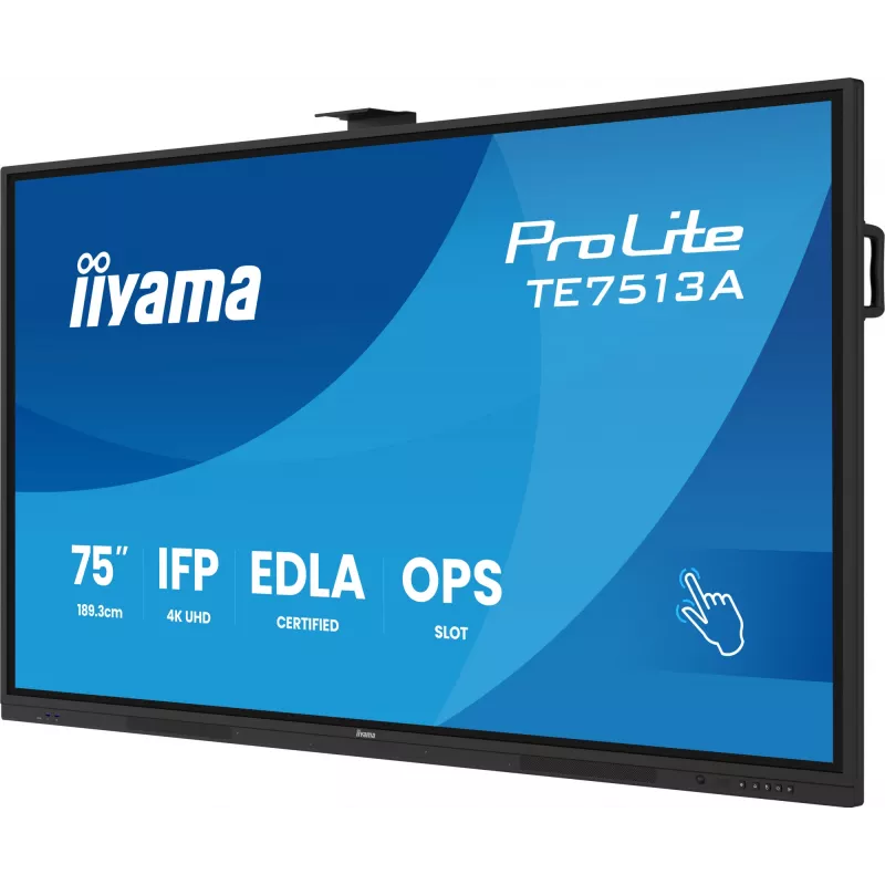 Interaktyvus plokščiasis ekranas IIYAMA TE7513A-B2AG 75 colių 4K UHD lietimui jautrus, 500 cd/m², Wi-Fi, Android, 24/7