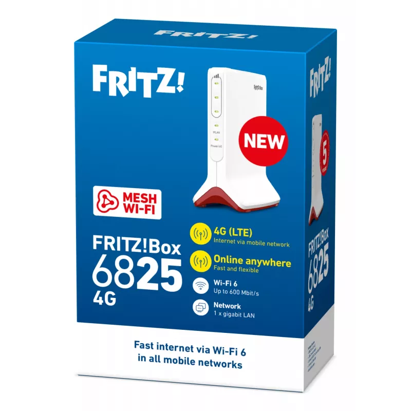 FRITZ!Box 6825 4G belaidis maršrutizatorius Gigabit Ethernet vienos juostos (2,4 GHz) baltas