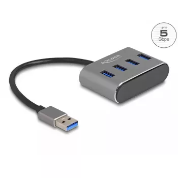 DeLOCK 63190 USB 3.2 Gen 1 4 prievadų USB-A šakotuvas, juodas