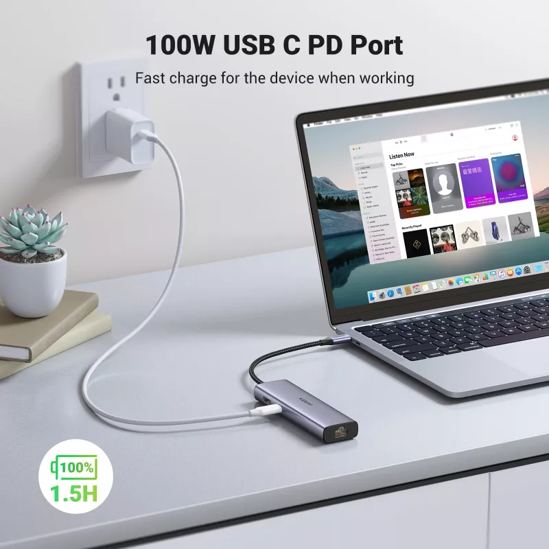 USB-C centrinis įrenginys UGREEN 90568 2x USB 3.0 HDMI RJ45 SD TF PD