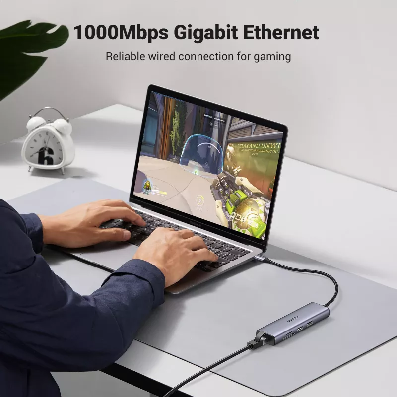 USB-C centrinis įrenginys UGREEN 90568 2x USB 3.0 HDMI RJ45 SD TF PD