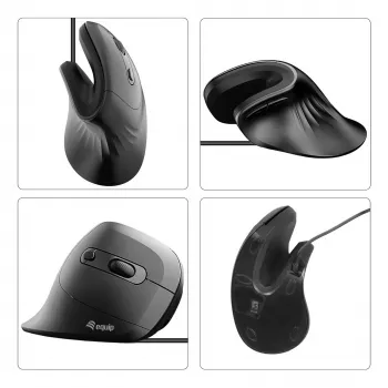 Equip 245119 vertikali ergonominė pelė, dešinei rankai, USB-A / USB-C, optinė, 7200 DPI