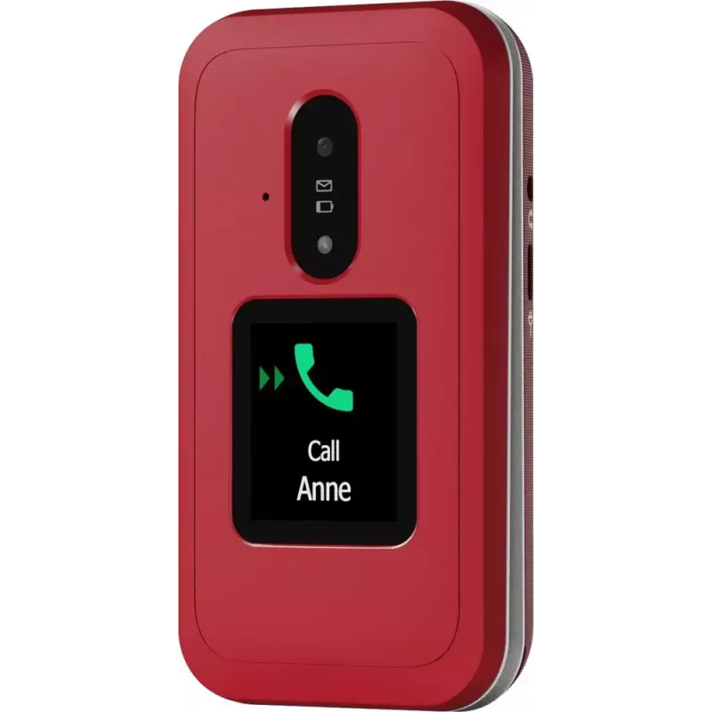 Doro Leva E30 sulankstomas telefonas, 2,8 colio (7,11 cm) 320x240, viena SIM, 0,3 MP kamera, 1150 mAh, IP55, raudonai baltas