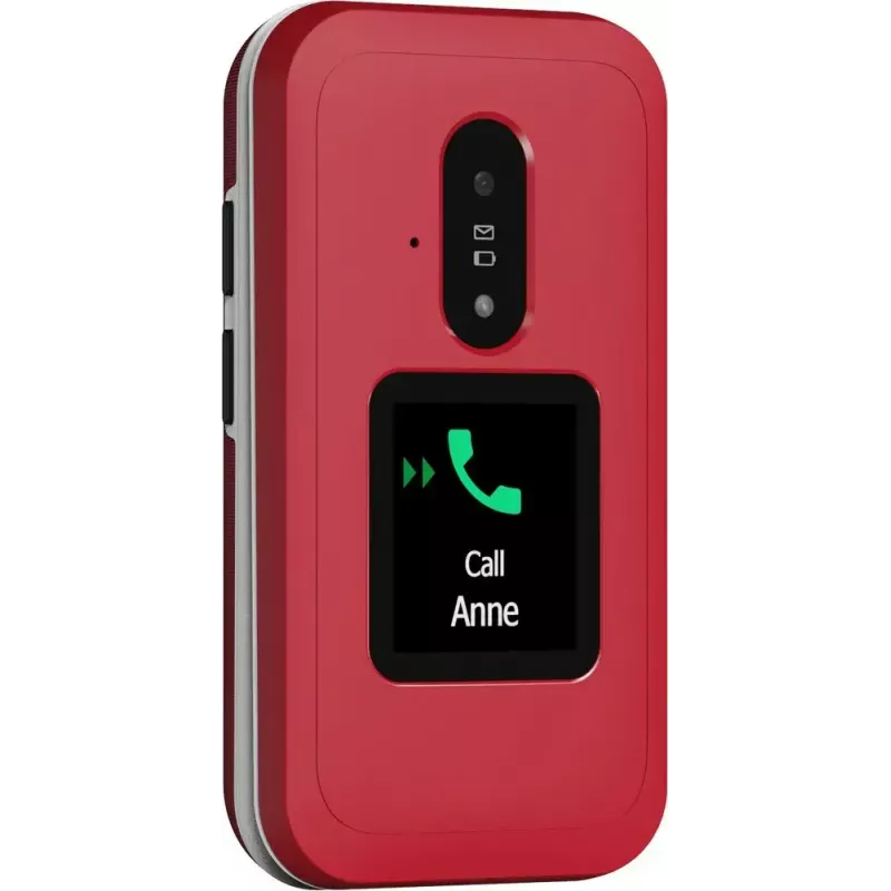 Doro Leva E30 sulankstomas telefonas, 2,8 colio (7,11 cm) 320x240, viena SIM, 0,3 MP kamera, 1150 mAh, IP55, raudonai baltas