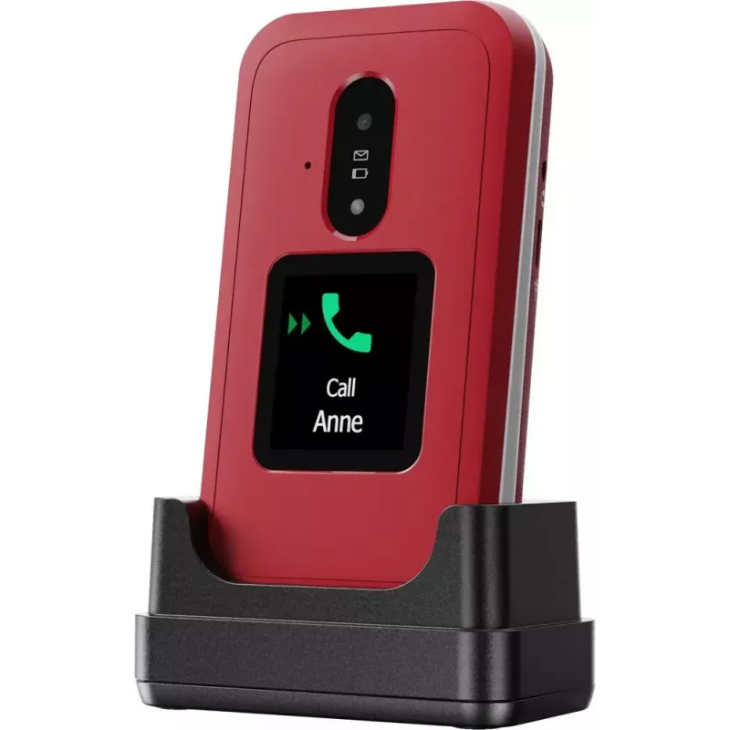 Doro Leva E30 sulankstomas telefonas, 2,8 colio (7,11 cm) 320x240, viena SIM, 0,3 MP kamera, 1150 mAh, IP55, raudonai baltas