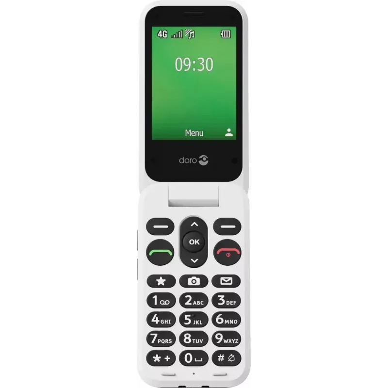 Doro Leva E30 sulankstomas telefonas, 2,8 colio (7,11 cm) 320x240, viena SIM, 0,3 MP kamera, 1150 mAh, IP55, raudonai baltas