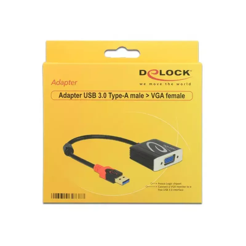 Vaizdo kabelio adapteris DeLOCK 62738, USB-A (vyriškas) → VGA (moteriškas), 0,2 m