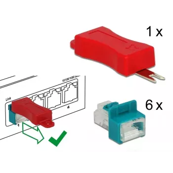 RJ45 prievado blokavimo raktas DeLOCK 86425 (6 vnt., raudoni)