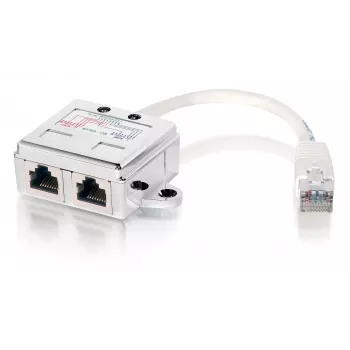 2 prievadų Cat.5e RJ45 skirstytuvas, Equip 127603, metalinis/baltas, 0,15 m