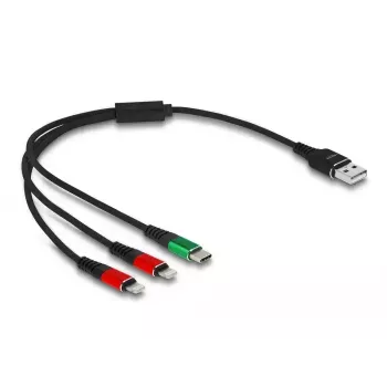 DeLOCK USB įkrovimo laidas 3 in 1 Type-A į 2 x Lightning USB Type-C 30 cm