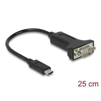 DELOCK 64307 USB Type-C į RS-232 (D-Sub 9) kabelis, juodas, 0,25 m