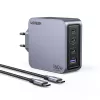 UGREEN Nexode Pro 160W GaN įkroviklis su USB-C laidu, universalus, juodas/pilkas, AC greitasis įkrovimas, vidaus naudojimui