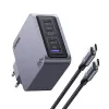 UGREEN Nexode Pro 160W GaN įkroviklis su USB-C laidu, universalus, juodas/pilkas, AC greitasis įkrovimas, vidaus naudojimui