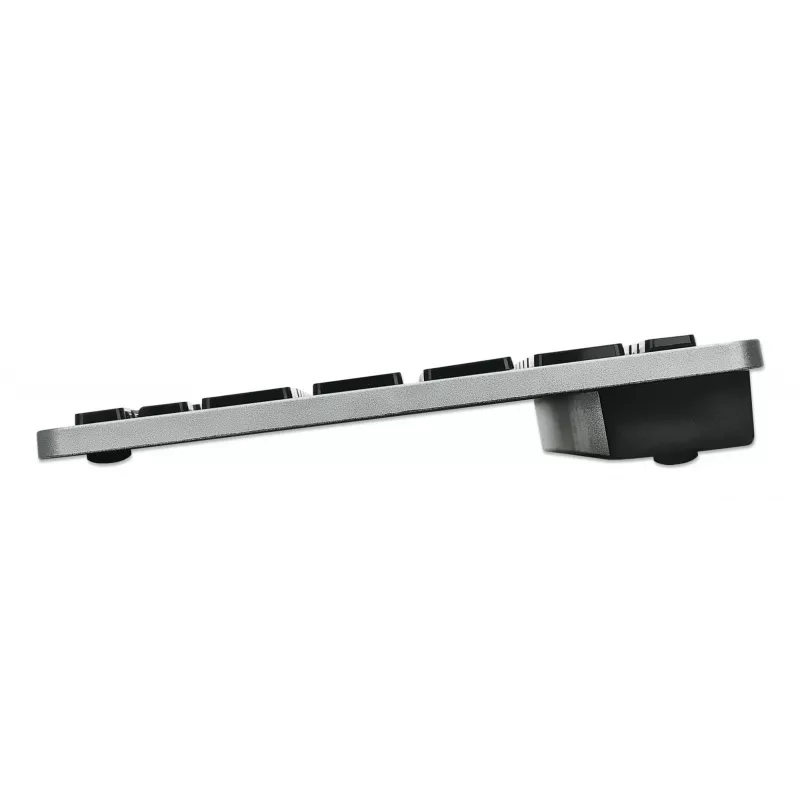 Manhattan Ultra Slim Dual-Mode belaidė klaviatūra, Vokiečių QWERTZ išdėstymas, Bluetooth 3.0 ir 2,4 GHz, 78 žemo profilio žirkliniai klavišai, 10 m diapazonas, USB-A micro imtuvas, AAA baterija (įtraukta), Windows ir Mac, 3 metų garantija