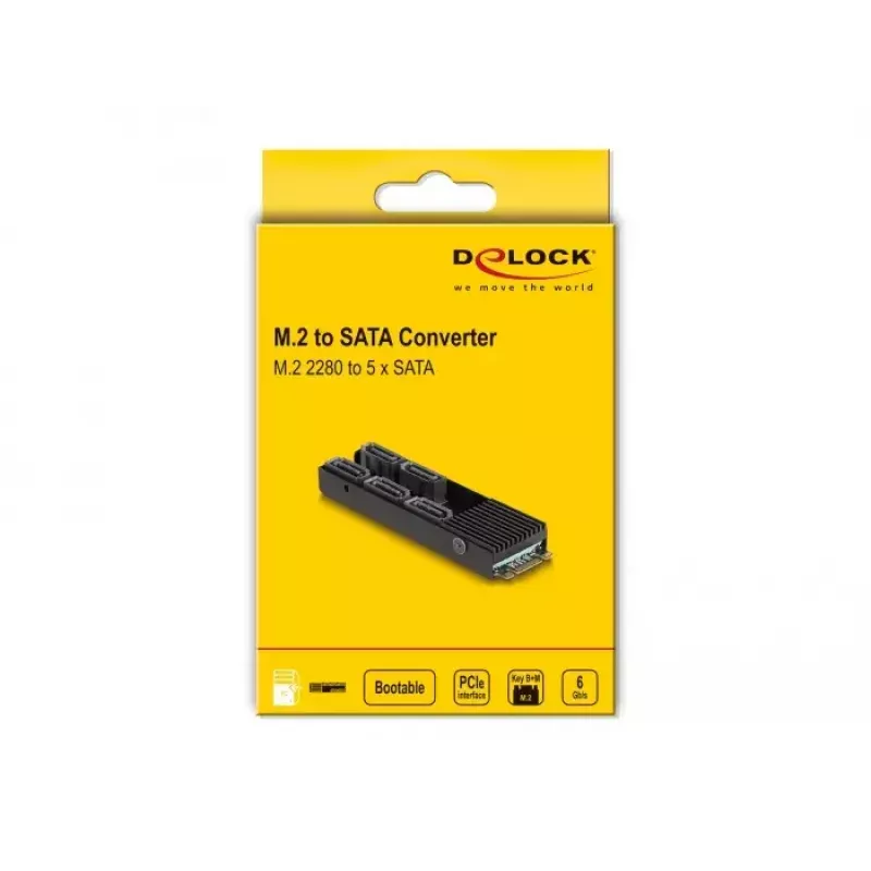 DeLOCK keitiklis M.2 2280 Key B+M (vyriškas) į 5 x SATA su radiatoriumi