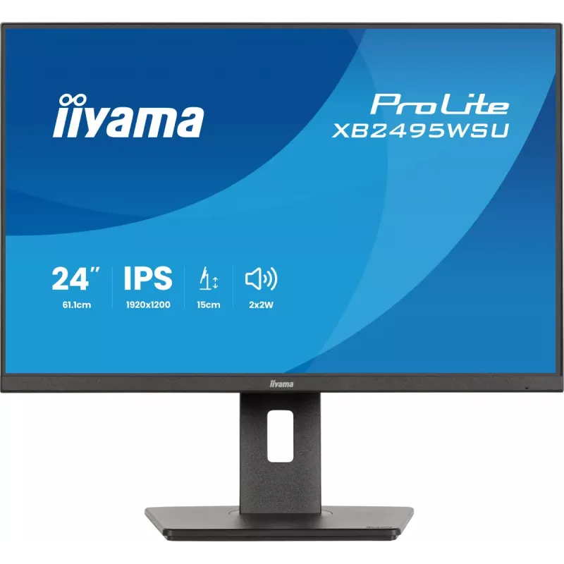 Monitorius IIYAMA ProLite XB2495WSU-B1 24.1 colio (61,2 cm) 1920×1200 IPS Full HD, 4 ms, USB 3.2 šakotuvas, reguliuojamas aukštis, garsiakalbiai