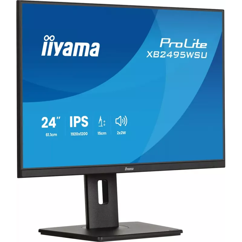 Monitorius IIYAMA ProLite XB2495WSU-B1 24.1 colio (61,2 cm) 1920×1200 IPS Full HD, 4 ms, USB 3.2 šakotuvas, reguliuojamas aukštis, garsiakalbiai