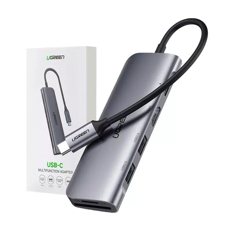 Ugreen 15214 USB-C dokas / prievadų replikatorius, USB 3.2 Gen 1, alyvinė metalinė