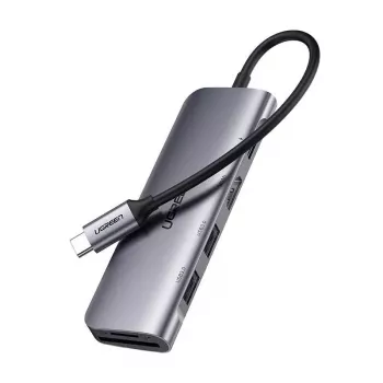 Ugreen 15214 USB-C dokas / prievadų replikatorius, USB 3.2 Gen 1, alyvinė metalinė
