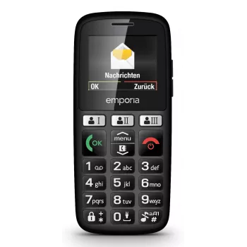 Emporia emporiaHAPPY – paprastas mobilus telefonas, 4.6 cm (1.81 inch) ekranas, 70 g, juodas
