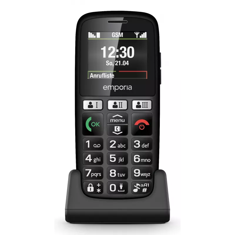 Emporia emporiaHAPPY – paprastas mobilus telefonas, 4.6 cm (1.81 inch) ekranas, 70 g, juodas