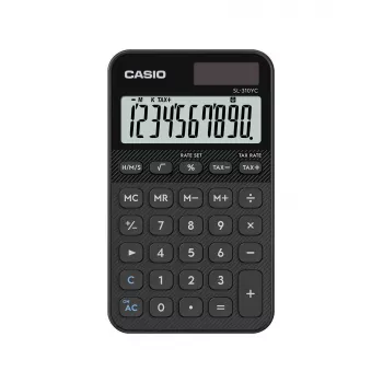 Skaičiuotuvas CASIO SL-310YC kišeninis pagrindinis, 10 skaitmenų, baterija ir saulės elementas, mokesčių ir pelno funkcijos, juodas