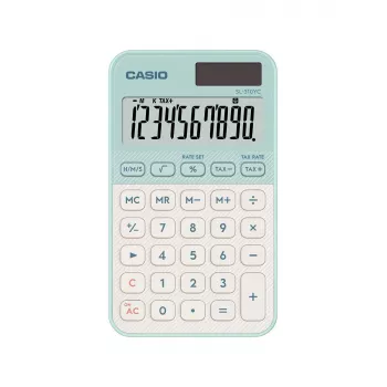 Skaičiuotuvas CASIO SL-310YC kišeninis pagrindinis 10 skaitmenų baterija/saulė šviesiai žalias