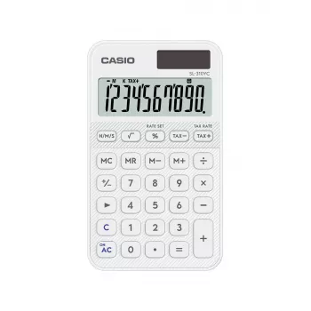 Skaičiuotuvas CASIO SL-310YC kišeninis, 10 skaitmenų, baterija/saulė, baltas