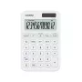 Stalinis skaičiuotuvas CASIO MS-20YC — 12 skaitmenų, baterija/saulė, mokesčių ir pelno funkcijos, balta