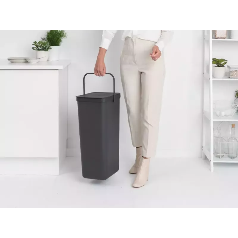 Brabantia Sort & Go 40L stačiakampis rūšiavimo šiukšlių konteineris pilkas