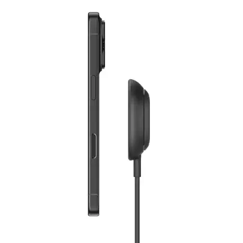 Belkin UltraCharge WIA013HQBK Qi2 25W belaidžio įkrovimo padėklas su stovu, juodas, be maitinimo šaltinio