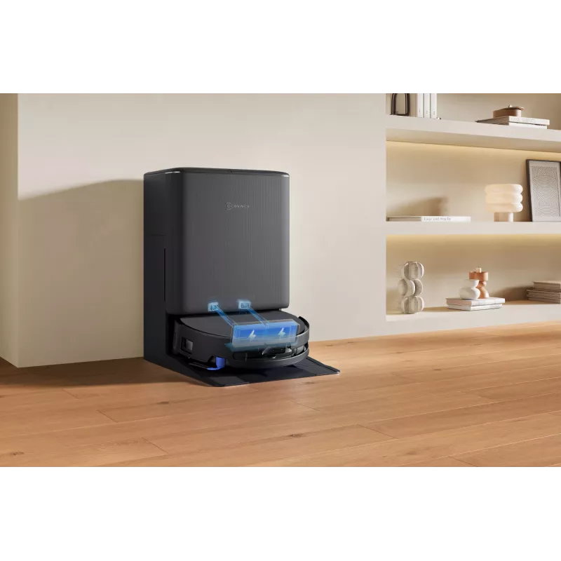 Robotinis dulkių siurblys Ecovacs DEEBOT T90 PRO OMNI — be maišelio, 0,25 L dulkių talpa, 350 min veikimo laikas, Li‑Ion 4000 mAh, juodas