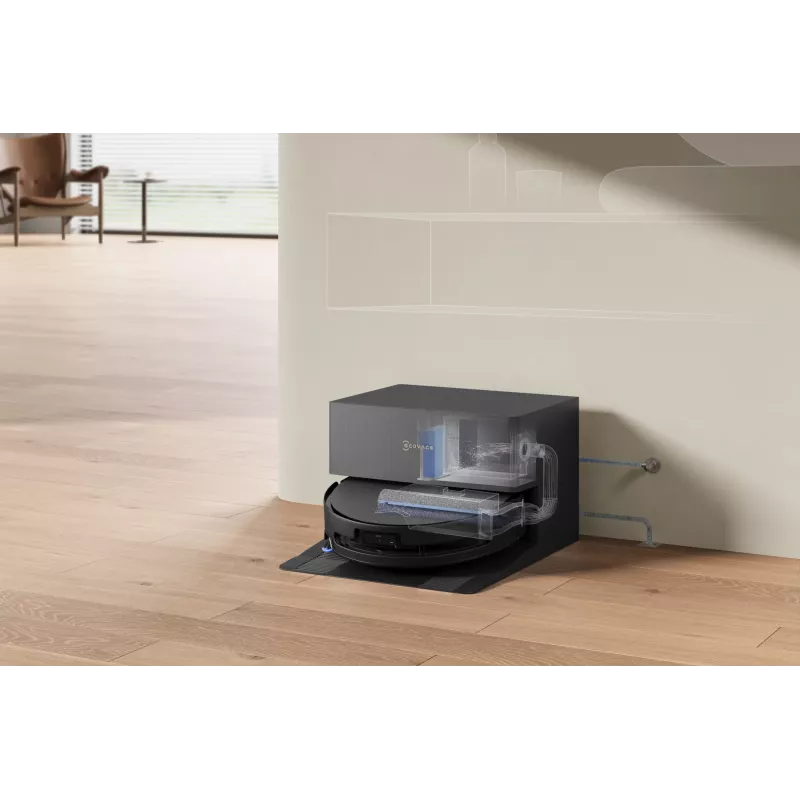 Robotinis dulkių siurblys Ecovacs DEEBOT T90 PRO OMNI — be maišelio, 0,25 L dulkių talpa, 350 min veikimo laikas, Li‑Ion 4000 mAh, juodas