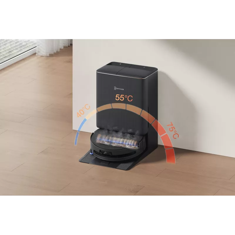 Robotinis dulkių siurblys Ecovacs DEEBOT T90 PRO OMNI — be maišelio, 0,25 L dulkių talpa, 350 min veikimo laikas, Li‑Ion 4000 mAh, juodas