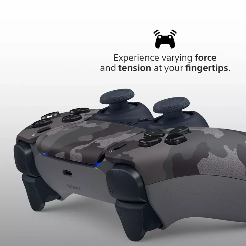 Žaidimų pultas Sony DualSense v3 Camouflage – Bluetooth/USB, PS5, įmontuota baterija, USB‑C, 160×106×66 mm